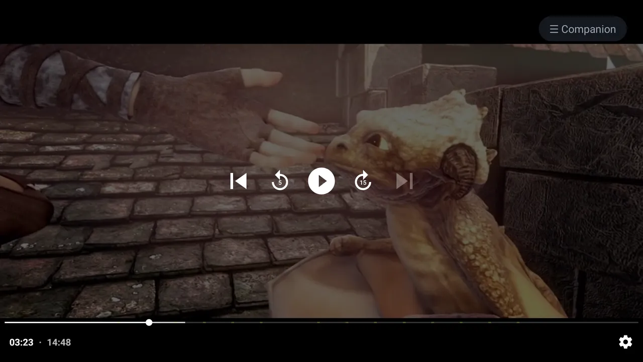 Odtwarzacz na Fire TV — asystent czeka pod przyciskiem „Companion”.